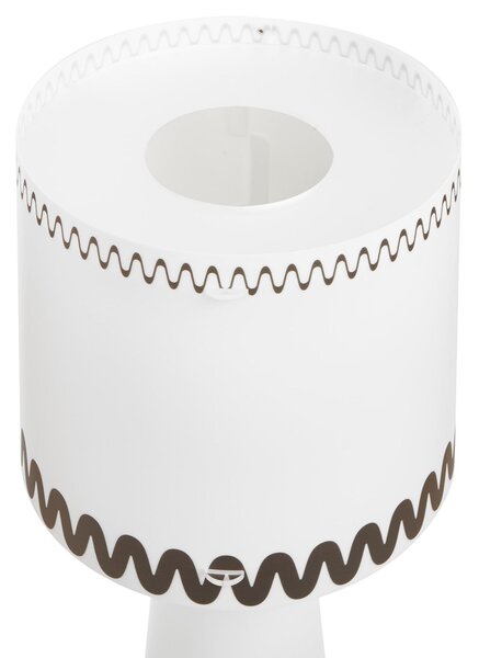 Lampada da terra con paralume conico in PP Polipropilene decorato RICCIONE diametro 37xh140 cm 2 x 70 W max -peso 7.0 kg decoro nero
