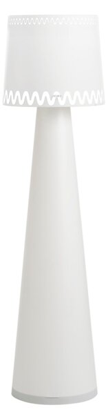 Lampada da terra con paralume conico in PC Lexan decorato RICCIONE diametro 40xh183 cm -peso 7.50 kg decoro bianco