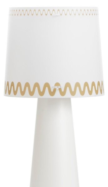 Lampada da terra con paralume conico in PC Lexan decorato RICCIONE diametro 40xh183 cm -peso 7.50 kg decoro oro