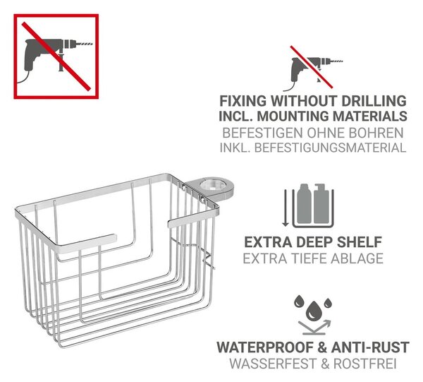 Mensola da bagno senza foratura color argento lucido in acciaio inox Valognes – Wenko