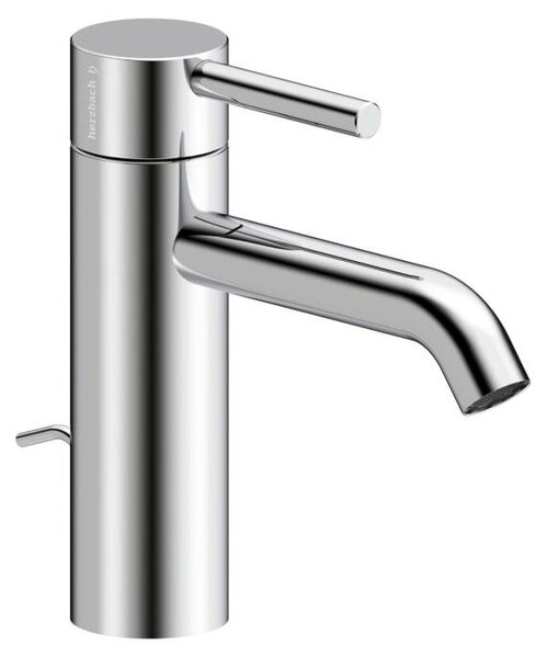 Miscelatore monocomando da lavabo Herzbach DEEP, misura M (130 mm), con gruppo di scarico a tirante, cromato