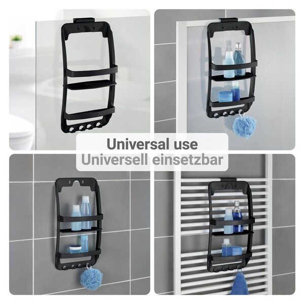 Mensola da bagno da appendere/senza foratura nera in plastica Universal – Wenko
