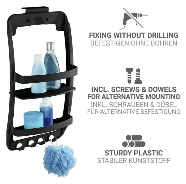 Mensola da bagno da appendere/senza foratura nera in plastica Universal – Wenko