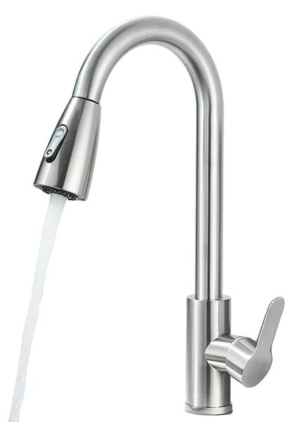 Rubinetto da cucina, con doccetta estraibile, rotazione a 360°, finitura cromata, cromato