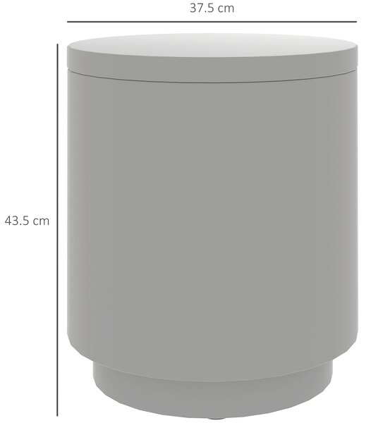 HOMCOM Tavolino Multiuso con Secchiello Ghiaccio e Coperchio, in Cemento e Acciaio Inox, Ø37.5x43.5 cm, Grigio Chiaro