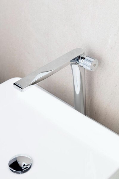 SAT EVOLUTION Miscelatore monocomando alto per lavabo Rubinetto per lavabo 27,7 cm, cromo lucido