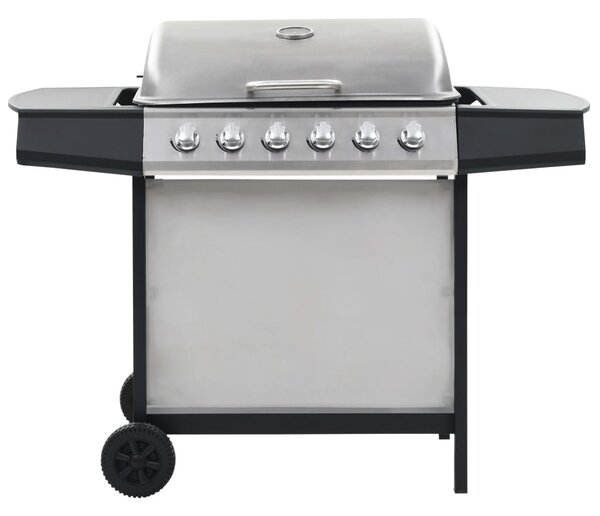 VidaXL Barbecue a gas a 6 fiamme in acciaio inox argento
