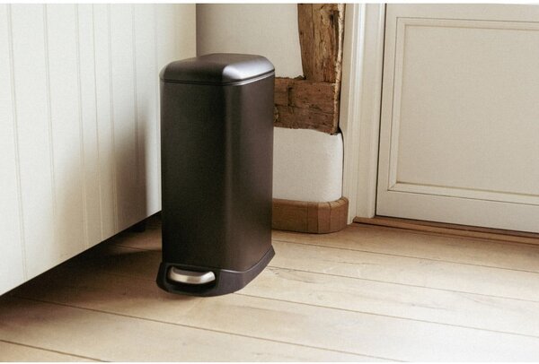 Cestino per la spazzatura nero opaco in acciaio con pedale 12 l Design – Wenko