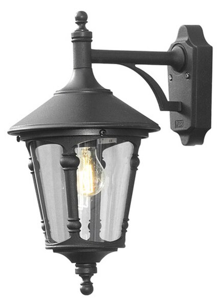 Applique Konstsmide Virgo in alluminio laccato nero con vetro acrilico color fumo. Vetro acrilico