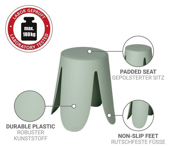Sgabello color salvia in plastica impilabile Comiso – Wenko