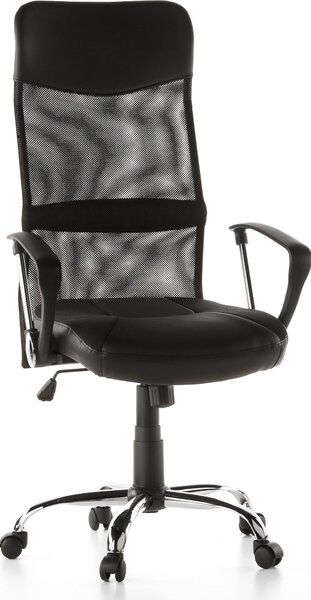 Hjh OFFICE Home Office Sedia direzionale STRYKA in ecopelle/mesh Sedia per computer regolabile in altezza, sedia da ufficio con braccioli