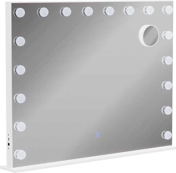 Specchio da toilette Vicco Greta Bianco 80 x 61 cm con illuminazione a LED, Model 51270