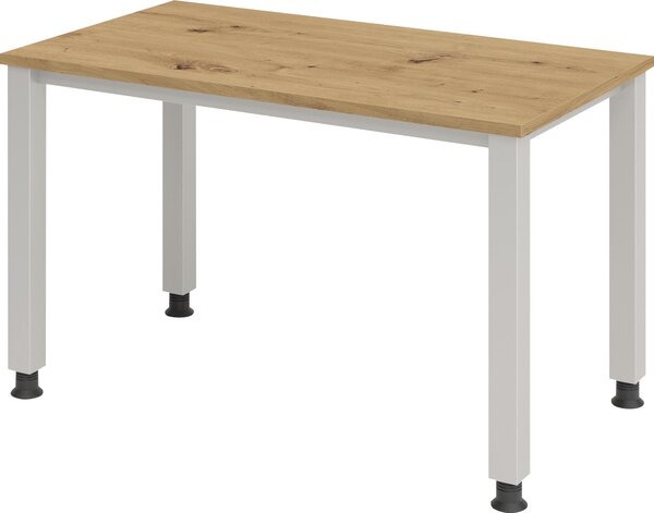 Scrivania a 4 gambe rotonda 120x67cm rovere nodoso/argento