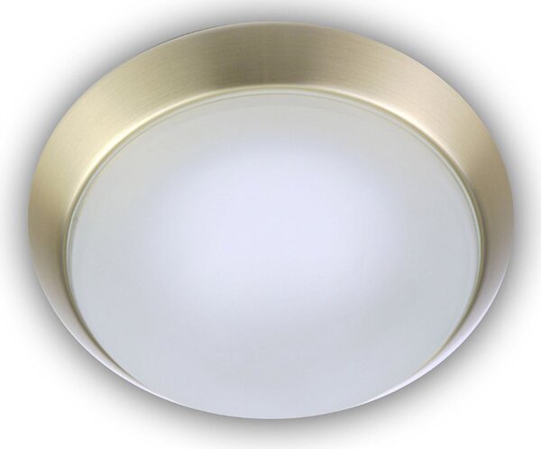 Elegante plafoniera in ottone opaco, lampada a soffitto in vetro satinato rotondo, Ø 25cm