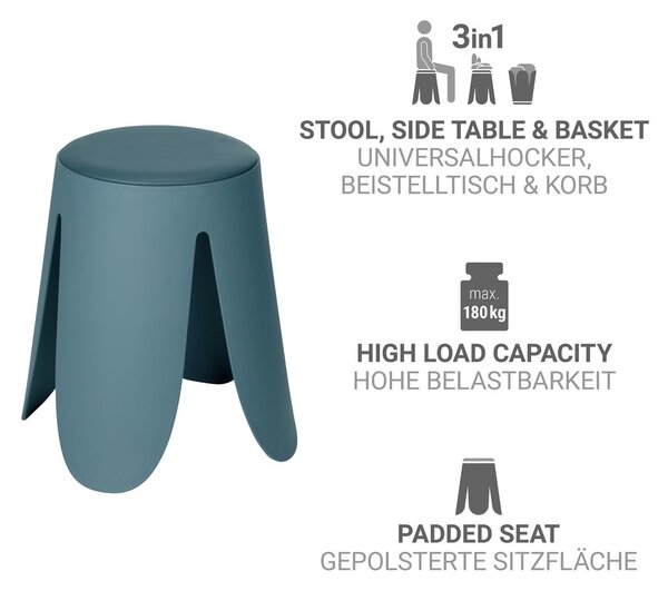 Sgabello color petrolio in plastica impilabile Comiso – Wenko