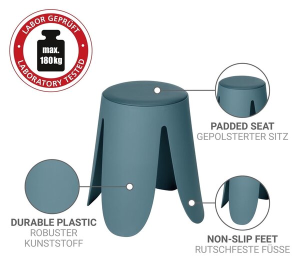 Sgabello color petrolio in plastica impilabile Comiso – Wenko