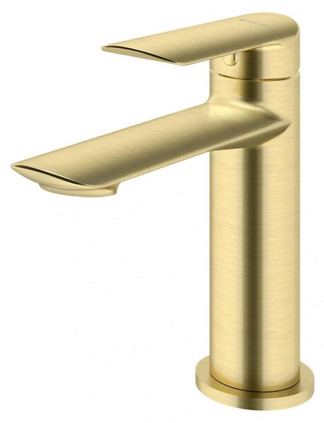 Miscelatore per lavabo senza tappo di scarico, finitura oro spazzolato, marca ALETTA
