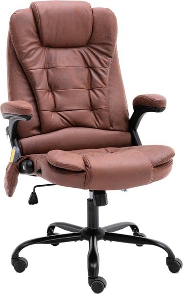 Sedia da ufficio con funzione massaggio Look scamosciato marrone chiaro