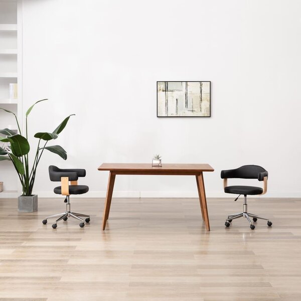VidaXL Sedia da ufficio girevole, nero, legno curvato e Pelle finta