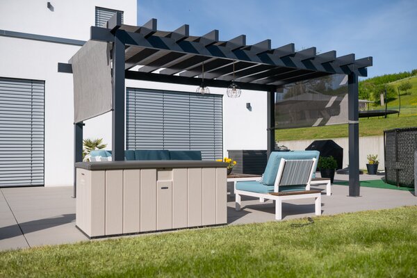 Contenitore da giardino in plastica Lifetime 570 litri Contenitore per cuscini e baule da giardino Grigio chiaro 72x151x70 cm