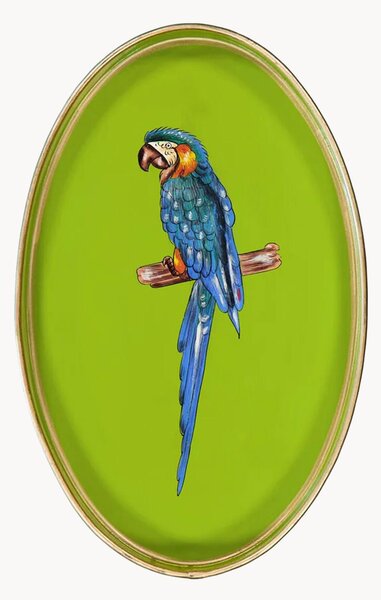 Vassoio decorativo dipinto a mano con motivo pappagallo Fauna
