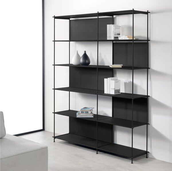Libreria E Mensole Composizione MUSA 156x37xh200 cm struttura Moderna A vista Nero Sabl� ripiani Metallo Nero Sabl�