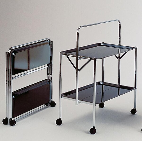 Carrello Portavivande richiudibile in soli 6 cm SELECT 64x42xh82cm Struttura in acciaio vassoi in formica nera