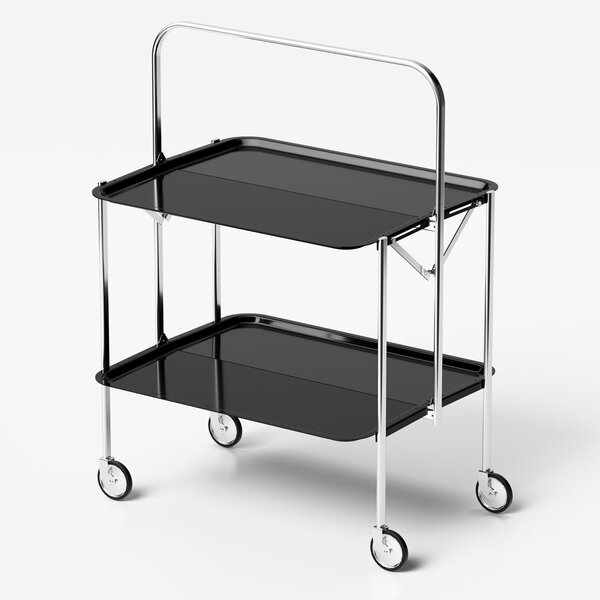 Carrello Portavivande Salvaspazio richiudibile in soli 6 cm SELECT 64x42xh82cm Struttura Inox Lucido , ripiani in formica nero sabl�