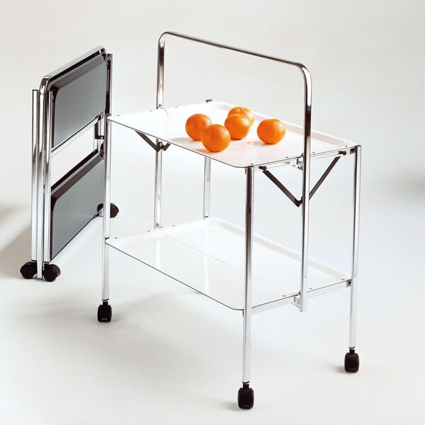 Carrello Portavivande richiudibile in soli 6 cm SELECT 64x42xh82cm Struttura in acciaio vassoi in formica bianca