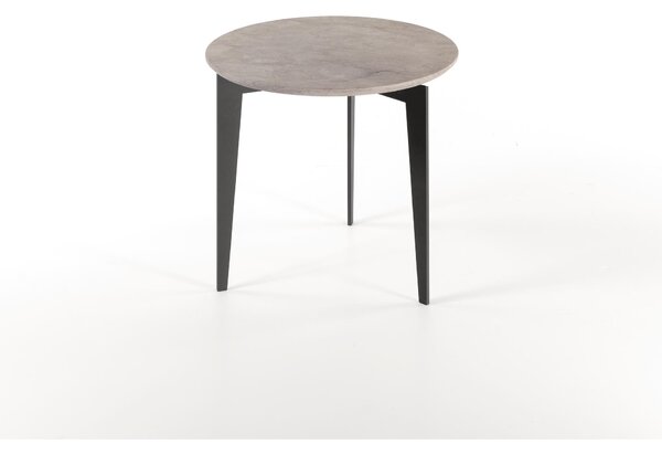 Tavolino tondo telaio verniciato retro NORDIC diametro 50xh48cm ripiano in marmo