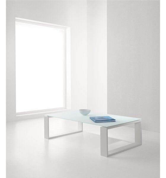 Tavolino basso con top in vetro ADONE 130x70xh35 cm