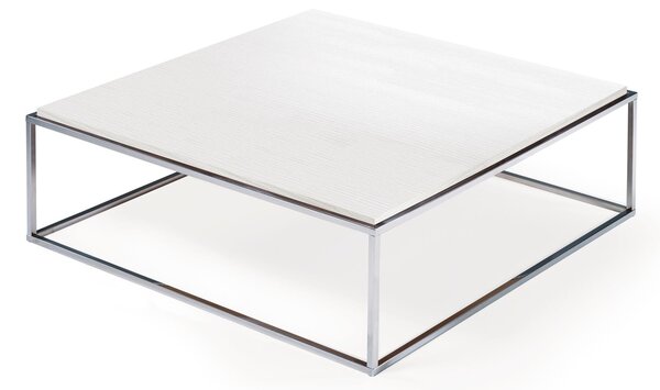 Tavolino basso quadrato acciaio inox lucido LAMINA 83x83xh32 cm top in Laminato eco-compatibile