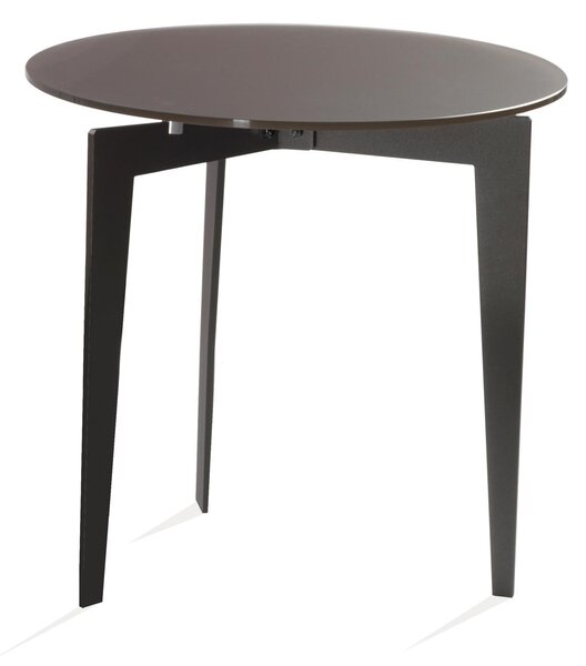 Tavolino tondo telaio verniciato retro NORDIC diametro 50xh48cm ripiano in vetro acidato