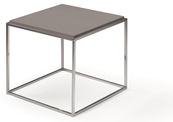 Tavolino quadrato acciaio lucido LAMINA 63x63xh53 cm top in Laminato eco-compatibile
