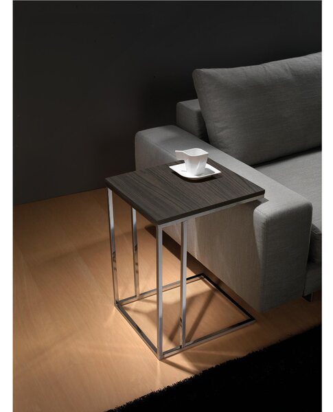 Tavolino multifunzione acciaio LAMINA 43x38xh57 cm top in Laminato eco-compatibile