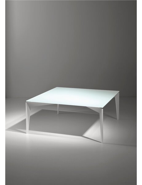 Tavolino quadrato 80x80xh36 cm NORDIC con ripiano in vetro acidato