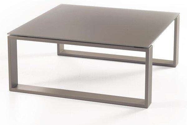 Tavolino quadrato con top in vetro 95x95xh40 cm struttura in acciaio verniciato sabl�