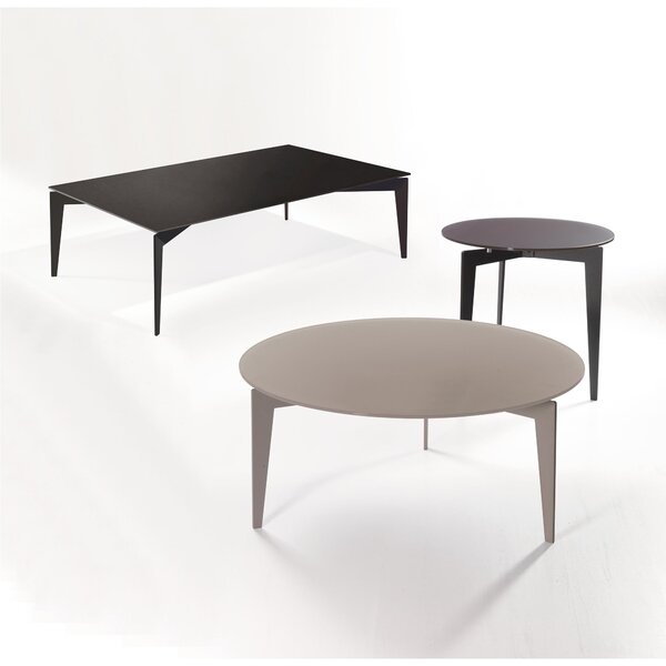 Tavolino tondo telaio verniciato retro NORDIC diametro 50xh48cm ripiano in vetro acidato