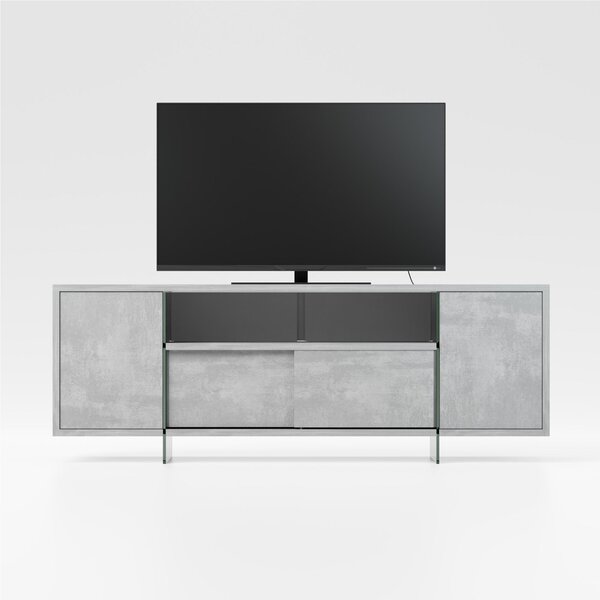 Mobile porta-TV con struttura realizzata in laminato Ecologico MOVIE spessore 180x45x h65 cm ante e scorrevoli da 18 mm colore cmento