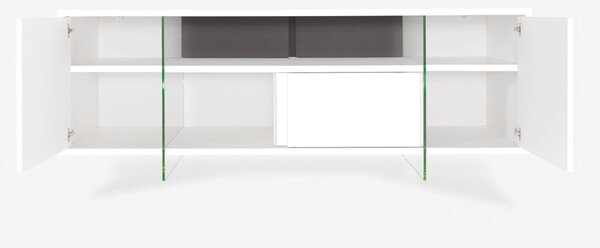 Mobile porta-TV con struttura realizzata in laminato Ecologico MOVIE spessore 180x45x h65 cm ante e scorrevoli da 18 mm colore bianco opaco