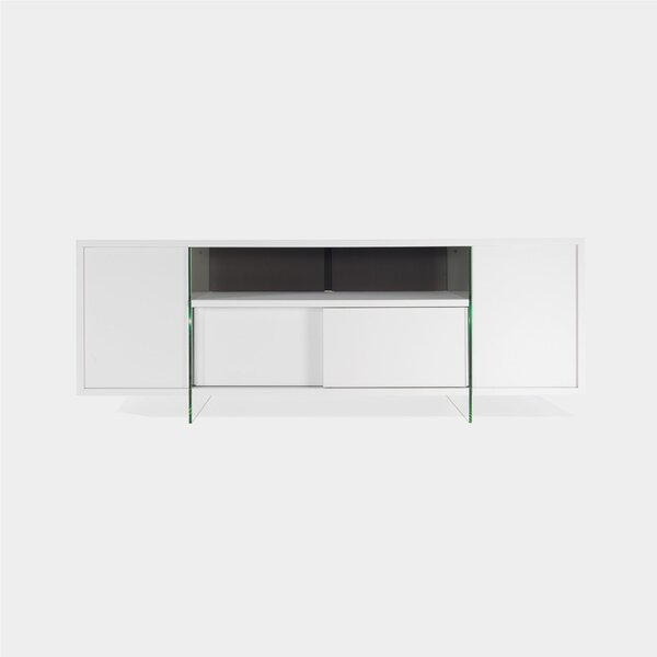Mobile porta-TV con struttura realizzata in laminato Ecologico MOVIE spessore 180x45x h65 cm ante e scorrevoli da 18 mm colore bianco opaco