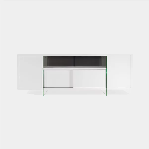 Mobile porta-TV con struttura realizzata in laminato Ecologico MOVIE spessore 180x45x h65 cm ante e scorrevoli da 18 mm colore bianco opaco