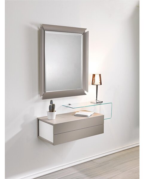 Contenitore modulare per ingresso, zona notte, comp-1 due, specchio mensola cassettiera, contenitore