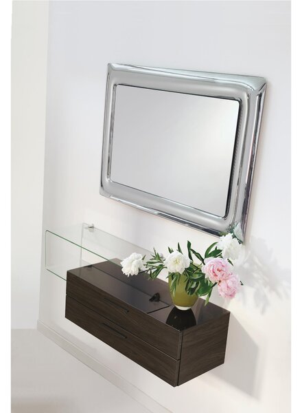 Specchiera rettangolare telaio acciaio 70x90 cm cornice vetro finitura cromo CURVO
