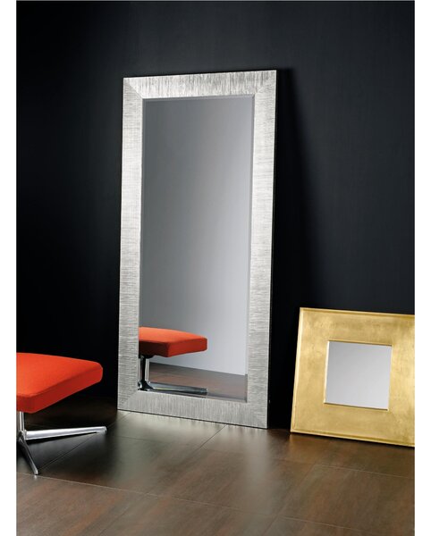 Specchiera rettangolare da terra in legno massello foglia argento DIVA 92x192