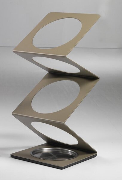 Portaombrelli Molla in acciaio verniciato 25x25xh56 cm con vaschetta salvagocce in acciaio inox Tortora