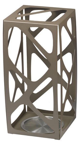 Portaombrelli in acciaio Verniciato Basket 24x24xh53 cn con vaschetta inox salvagoccia Tortora sabl�