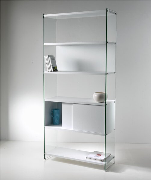 Libreria componibile da cm.90 - fianco 202 cm - con 1 anta scorrevole ripiani in BYBLOS