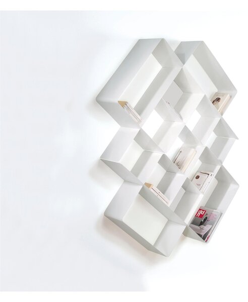 Libreria componibile MONDRIAN 3 in alluminio e acciaio verniciati 118xh118 cm elemento 0/75 elemento 22 Marsala Sabl� fondo Marsala Sabl� elemento 25 Marsala Sabl