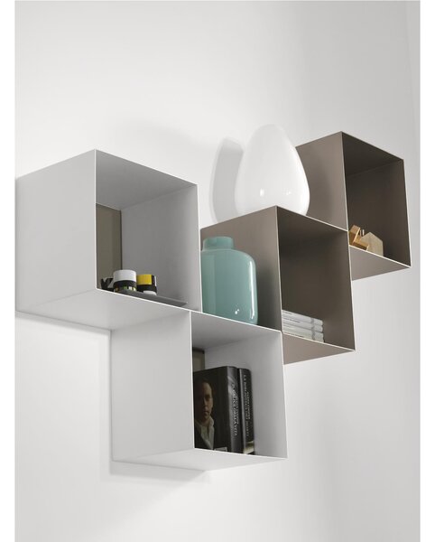 Libreria a 4 cubi accoppiati TWIN 120x25xh90 cm posizionabile a muro Personalizzando Struttura e Fondo in tantissimi colori e composizioni
